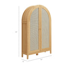Modway - Calista 63 po voûté Armoire de rangement avec bureau pliant - Chêne-Portes en panneaux en rotin factice