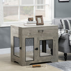 PawHut - meuble cage pour chien avec coussin, rangement, table d’appoint pour chien - gris-Forte capacité de charge sur le dessus pour un soutien structurel robuste 