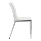 Zuo - Ace Chaise de salle à manger - Blanc/Argent - Ensemble de 2-Dimensions: 22,2 po L x 21,3 po L x 35,0 po H