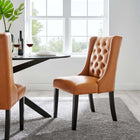 Modway - Baronet Bouton touffé Cuir végane Chaise à manger - Tan-Rembourrage en mousse dense