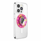 PopSockets - PopGrip pour MagSafe rond avec anneau adaptateur Pink Relief-Retirez facilement le dessus pour recharger votre téléphone sans fil.