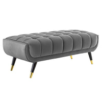 Modway - Adept 47.5" Performance Velvet Banc - Gris-Établi moderne du milieu du siècle de 47,5 po