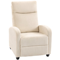 HOMCOM - Fauteuil inclinable push back avec siège rembourré pour home cinéma - beige-En appliquant une pression sur le dossier, le fauteuil s’incline jusqu’à 135°, tout en relevant le repose-pieds 
