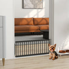 PawHut - Barrière pour Chien 26"-37" L - 14" H et 2 Extensions - Noir-Facile à enjamber tout en gardant les petits chiens en sécurité à l'intérieur