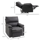 HOMCOM - Canapé inclinable manuel avec repose-pieds pour salon - gris foncé-Le rembourrage épais et le tissu aspect lin offrent un soutien et un confort complets   