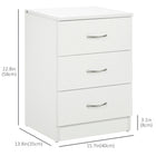 HOMCOM - Table de chevet avec 3 tiroirs - blanc-Poignées en aluminium et glissières en acier pour une ouverture et une fermeture faciles 