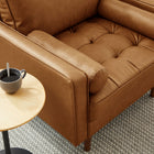 Modway - Valour Touffe Cuir végane Fauteuil d’accent - Tan-Rembourrage en mousse dense