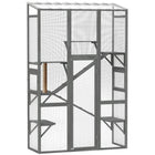 PawHut - Enclos extérieur pour chat avec 6 plateformes de saut - gris - 63,8 po L x 24,2 po l x 99,2 po H-Agrandit l’espace extérieur pour que les chats explorent la nature en toute sécurité 