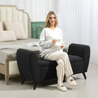 HOMCOM - Banc de rangement rembourré avec accoudoirs - noir-L’assise relevable avec espace de rangement caché permet d’organiser des livres ou des couvertures 