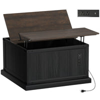 HOMCOM - Table basse à plateau relevable avec station de charge et rangement - noir-Le plateau relevable s’élève jusqu’à 24,2 po, créant un espace de travail ou de repas confortable