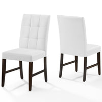 Modway - Promulgate Biscuit Touffé Cuir synthétique rembourré Fauteuil d’appoint de salle à manger Ensemble de 2 - Blanc-Ensemble de chaises latérales modernes pour salle à manger de 2