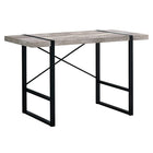 Monarch Specialties - 7315 Bureau 48 po L - Faux Bois Taupe/Metal Noir-Bureau d'ordinateur d'inspiration industrielle avec un dessus de bureau à panneaux épais au fini faux bois récupéré taupe