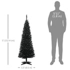 HOMCOM - Arbre de Noël - arbre de Noël fin avec branches réalistes - noir-Sûr et stable avec une base en plastique robuste pour le support 