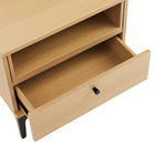 Manhattan Comfort - Lot de 2 tables de chevet modernes Amara 39,4" - Chêne naturel-Comporte une élégante poignée bouton ronde en métal noir pour une utilisation facile