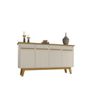 Manhattan Comfort - Buffet moderne mi-siècle Yonkers 160 cm, blanc cassé et cannelle-Assemblage à domicile requis Tout le matériel inclus