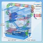 PawHut - Cage pour Hamster 18,5 po L avec Système de Tubes et Roue d'Exercice - Bleu-L’échelle et les roues d’exercice soutiennent la santé physique