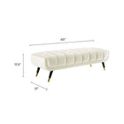 Modway - Adept 60" Performance Velvet Banc - Ivoire-Revêtement en velours de performance