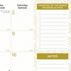 Blueline - 2027 Calendrier sous-main mensuel Collection Or - 12 mois - 22 po x 17 po - Or classique - bilingue-Support en carton renforcé