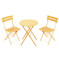 Lausaint - Ensemble de bistro pliable trois pièces - Jaune-Portable et léger - Cet ensemble de mobilier de balcon est pliable pour faciliter son déplacement et son rangement, ce qui en fait un choix idéal pour les cafés, les balcons et autres lieux similaires.