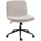 HOMCOM - Fauteuil de bureau large sans accoudoirs à roulettes motif croisé - beige-Siège large et sans accoudoirs permettant de s’asseoir en tailleur 