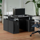 HOMCOM - Bureau d'ordinateur avec plateau à clavier et tiroirs de rangement - 47,2 po L x 21,7 po l x 29,5 po H - noir-Fabriqué en panneau de particules et en poteaux en aluminium pour une durabilité accrue 