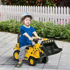HOMCOM - Véhicule bulldozer porteur pour enfants - jaune-Pelle entièrement contrôlable avec des bras flexibles pour une manipulation facile 
