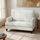 HOMCOM - Fauteuil d’appoint 45 po avec pieds tournés - large assise pour salon - blanc crème-Dimensions de l’assise : 35,4 po l x 20,5 po P x 16,1 po H (90 x 52 x 41 cm)  
