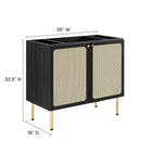 Modway - Chaucer 36" Armoire de toilette de salle de bain (lavabo non inclus) - Noir-Tablette réglable