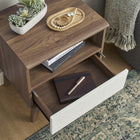 Modway - Envision Table de chevet, Blanc noyer-Devant du tiroir en stratifié blanc