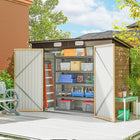 Outsunny - Abri de rangement extérieur 8 pi x 4 pi - chêne-Abri à vélos en métal adapté à de nombreux outils, équipements et vêtements d’extérieur
