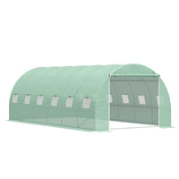 Outsunny grande serre de marche 20 pi x 10 pi x 6,6 pi avec fenêtres et porte, vert-Construit avec un cadre en métal galvanisé résistant à la rouille pour assurer la stabilité de la serre contre les conditions météorologiques difficiles  
