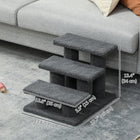 PawHut - Escalier pour animaux à 3 marches recouvert de tapis - gris foncé-Un endroit confortable pour que vos animaux dorment, fassent de l'exercice, se détendent et s'amusent 