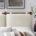 Modway - Anela Fixé au mur Chenille recouverte Tête de lit King Size, Noyer à la crème-Rubber Bar