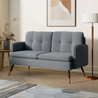 HOMCOM - Canapé loveseat 55 po avec dossier capitonné à boutons - gris foncé-Convient au salon, dortoir universitaire, bureau à domicile ou chambre à coucher 