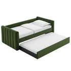 Modway - Veyla Chenal Touffé Performance Velvet Lit de jour jumelle avec Trundle, Vert mousse-Pas besoin de sommiers