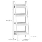 HOMCOM - Bibliothèque échelle à 4 niveaux - blanc - lot de 2-Fabriqué en MDF de qualité E1 et en acier pour une résistance et une durabilité accrues 