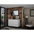 Manhattan Comfort - Rockefeller commode moderne du milieu du siècle 35,24" - blanc-Choisissez le design de votre poignée lorsque le produit est chez vous Option pour une poignée découpée ou un look affleurant