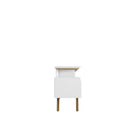 Manhattan Comfort - Meuble TV Yonkers 70,86 po style Mid-Century Modern - Blanc-Étagère murale ouverte géométrique avec dessus flottant et design biseauté