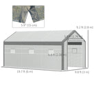 Outsunny - Serre de jardin 20 pi x 10 pi x 9 pi avec portes enroulables et 6 fenêtres-Bâche en PE de haute qualité pour une utilisation à long terme  
