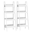HOMCOM - Bibliothèque échelle à 4 niveaux - blanc - lot de 2-Ensemble de 2 étagères, peut être utilisé ensemble ou séparément 