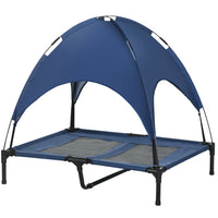 PawHut - Lit pour animal surélevé rafraîchissant portable avec auvent - 36 po L x 30 po l x 35 po H - bleu-Surélevé du sol pour plus de confort et permettre la circulation de l'air sur tous les côtés 