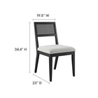 Modway - Nimba Faux rotin Tissu Chaises de salle à manger Ensemble de 2 - Tissage à bruyère gris clair-Dossiers en faux rotin