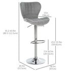HOMCOM - Tabourets de bar pivotants à hauteur de comptoir réglable avec repose-pieds - gris - paquet de 2-Ligne ergonomique, rembourrage épais en mousse pour un grand confort   
