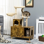 PawHut - Enclos pour bac à litière avec arbre à chat, condo - poteaux à griffer-Les poteaux et le tapis en corde de sisal satisfont le désir de griffer de vos chats et protègent vos meubles des griffures 