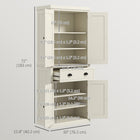 HOMCOM - Armoire de cuisine autoportante 72 po avec tiroir - blanc crème-Les portes avant sont dotées d'une fermeture magnétique 