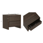 Manhattan Comfort - Linda 24" Table de nuit moderne à 2 tiroirs - Noyer brun-Design minimaliste à profil bas avec des façades de tiroirs lisses et arrondies pour une esthétique moderne et douce