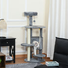 PawHut - Arbre à chat 44 po avec condo, poteaux à griffer, lit - gris foncé-Équipé de poteaux à griffer en corde de jute, de perchoirs, d'une spacieuse maisonnette, d'un lit douillet, d'une balle jouet et d'une corde à taquiner 