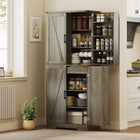 HOMCOM - Armoire de garde-manger de cuisine style ferme 72 po - gris ivoire clair-Étagère réglable sur trois niveaux pour des objets de différentes hauteurs 