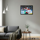Nathan MacKinnon Colorado Avalanche Goal Celebration sur toile - Toile encadree - 31" x 22"-Prêt à accrocher - livré entièrement assemblé
