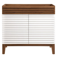 Modway - Render 36" Armoire à coiffeuse de salle de bain - Noyer blanc-Vanité moderne du milieu du siècle